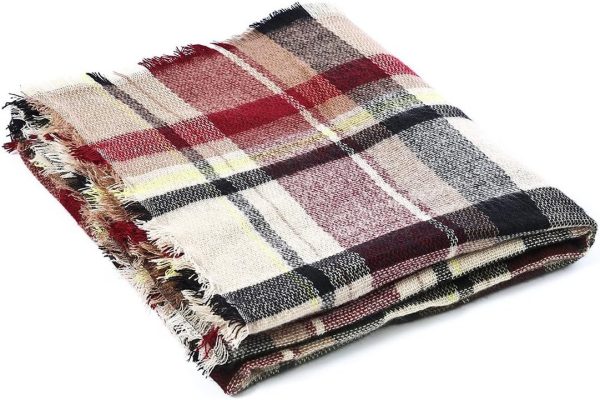 Womens Fall Winter Scarf Plaid Tassel Soft Warm Blanket Scarves Womens Shawl Wraps - Image 6