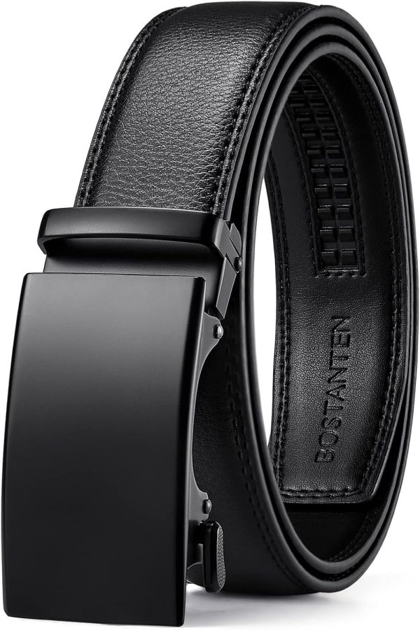 Mens Belt Leather Ratchet Belt For Men Dress and Casual with Adjustable Buckle, Trim to Fit