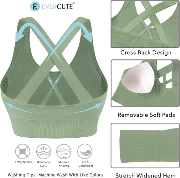 Sports Bra for Women Padded Medium Support Criss Cross Strappy Bras Seamless High Impact Yoga Exercise Athletic Bras - Image 5