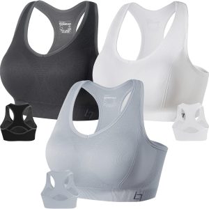 Racerback Sports Bras for Women - Padded Seamless High Impact Support for Yoga Gym Workout Fitness
