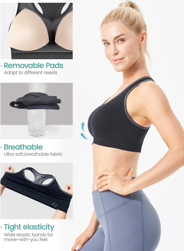 Racerback Sports Bras for Women - Padded Seamless High Impact Support for Yoga Gym Workout Fitness - Image 6