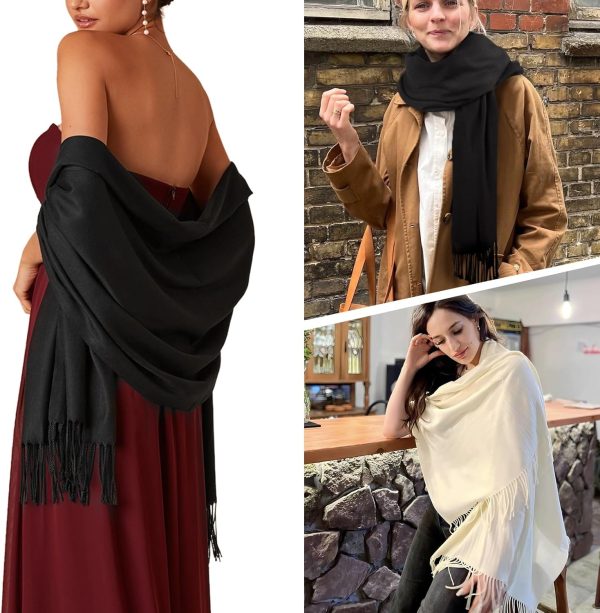 Women's Pashmina Shawls and Wraps for Evening Dress Long Scarf Wedding Bride Bridesmaid Shawl Gifts - Image 3