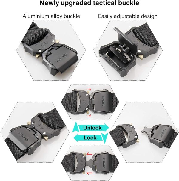 Tactical Belt, Military Hiking Rigger 1.5" Nylon Web Work Belt with Heavy Duty Quick Release Buckle - Image 2
