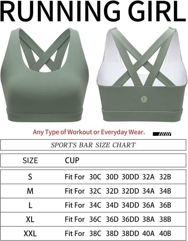 Sports Bra for Women, Criss-Cross Back Padded Strappy Sports Bras Medium Support Yoga Bra with Removable Cups - Image 6