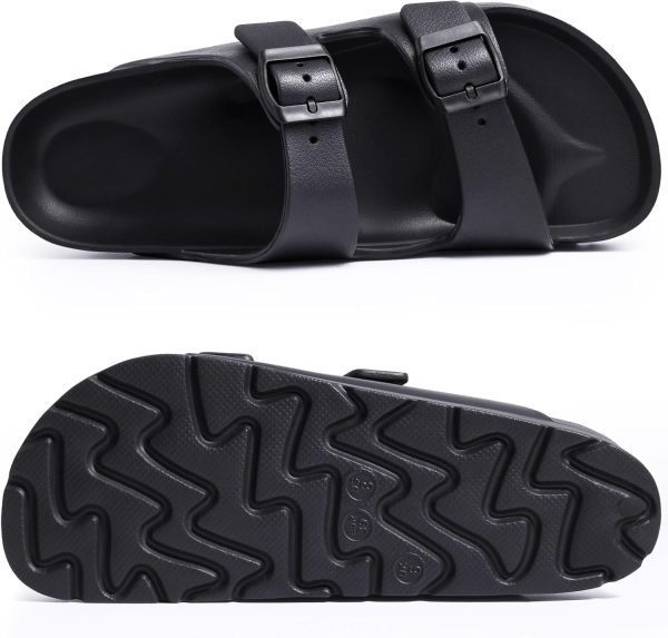 Women's Platform Sandals with Arch Support, Chunky Lightweight Foam Slip on Slides, Comfortable Summer Beach Sandals with Adjustable Buckle - Image 3