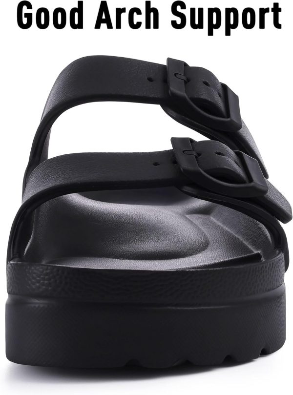 Women's Platform Sandals with Arch Support, Chunky Lightweight Foam Slip on Slides, Comfortable Summer Beach Sandals with Adjustable Buckle - Image 5